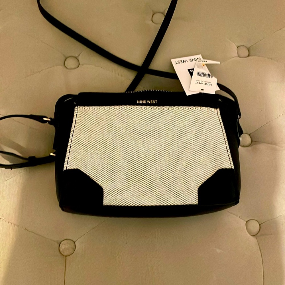 NWT Nine West black and white satchel purse